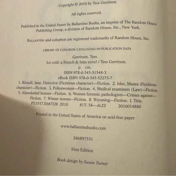 Ice Cold: A Rizzoli & Isles Novel by Tess Gerritsen (Hardcover, 1st edition) - Picture 4 of 5